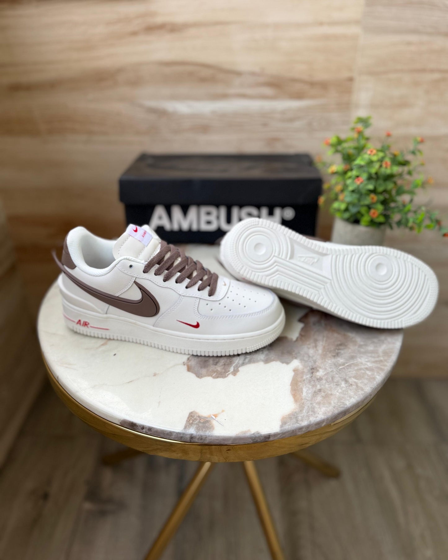 NIKE AIRFORCE ONE AMBUSH BROWN SWOOSH