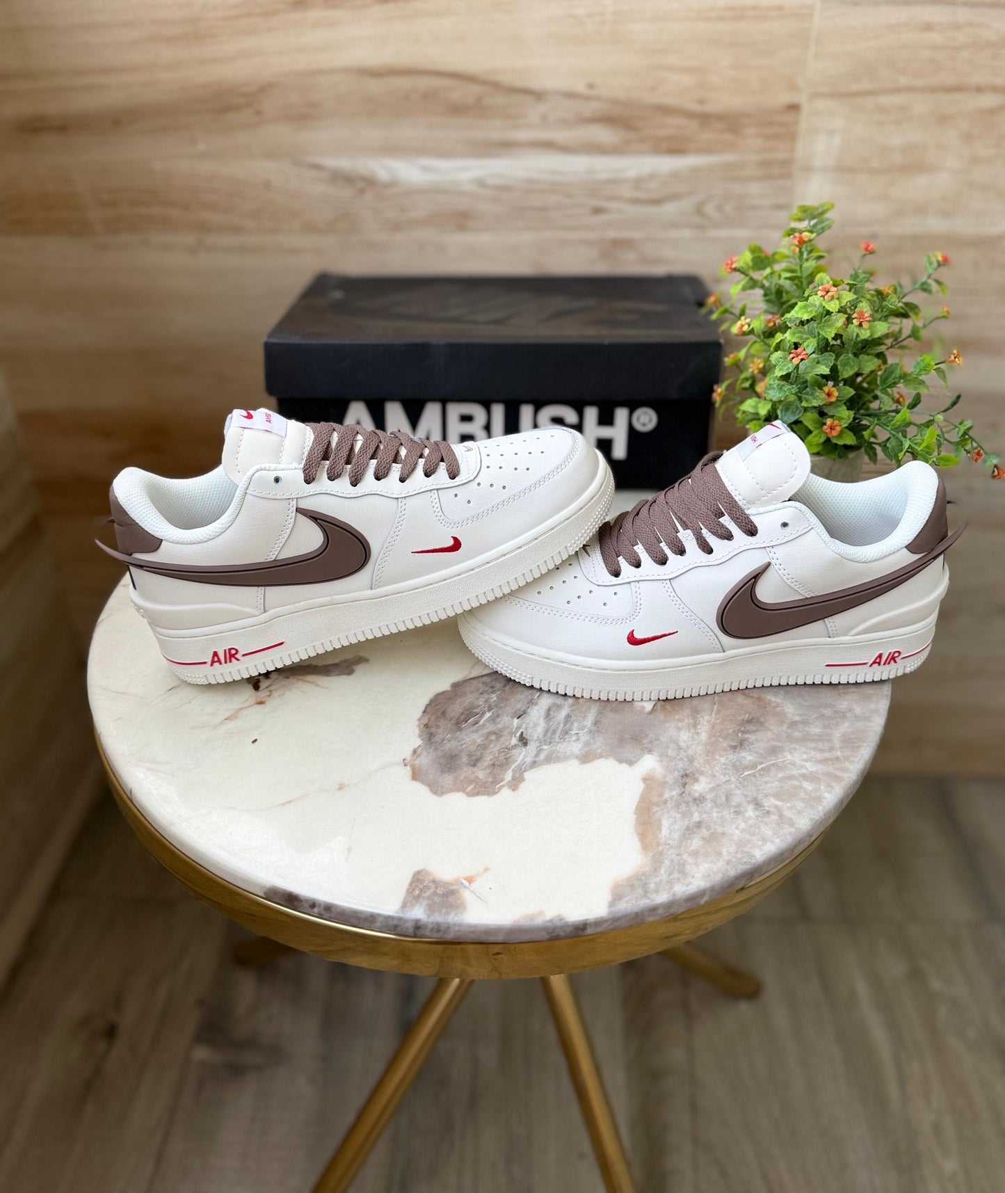NIKE AIRFORCE ONE AMBUSH BROWN SWOOSH
