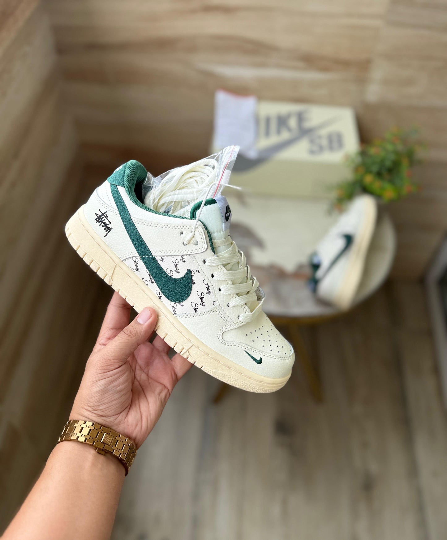 NIKE SB DUNK STUSSY WHITE GREEN 2025