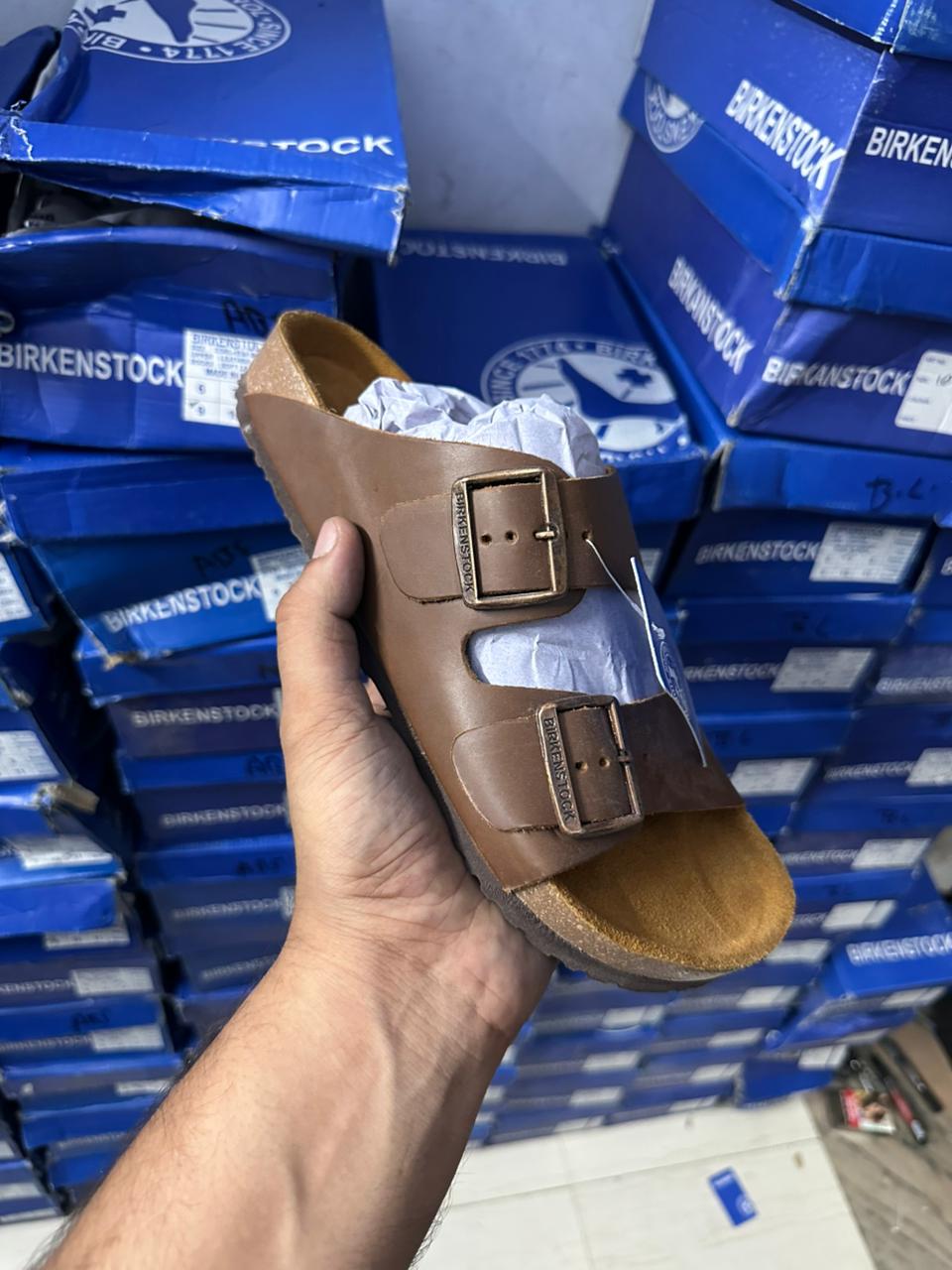 BIRKENSTOCK ARIZONA LIGHT BROWN LETHER
