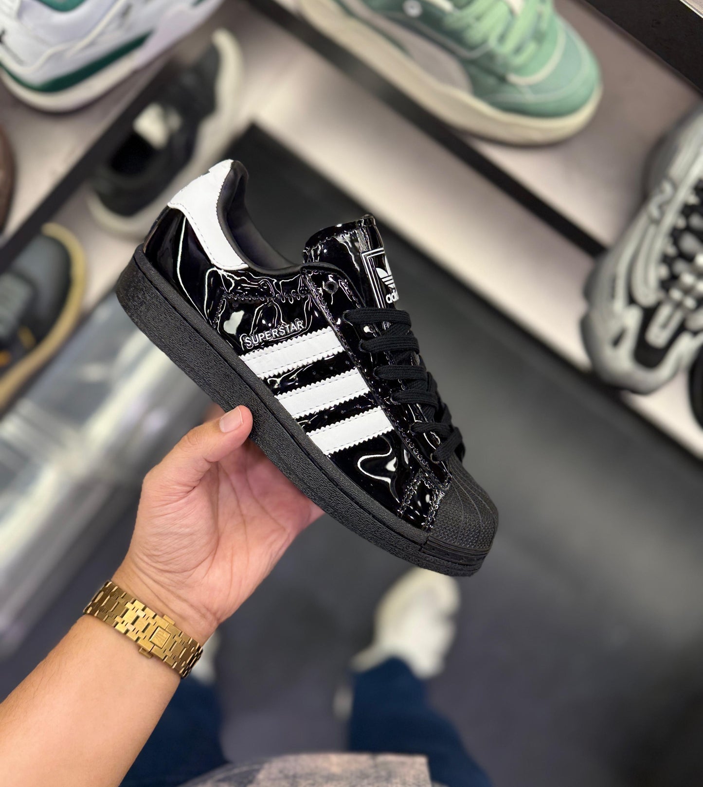 ADIDAS SUPERSTAR ATMOS BLACK PATENT