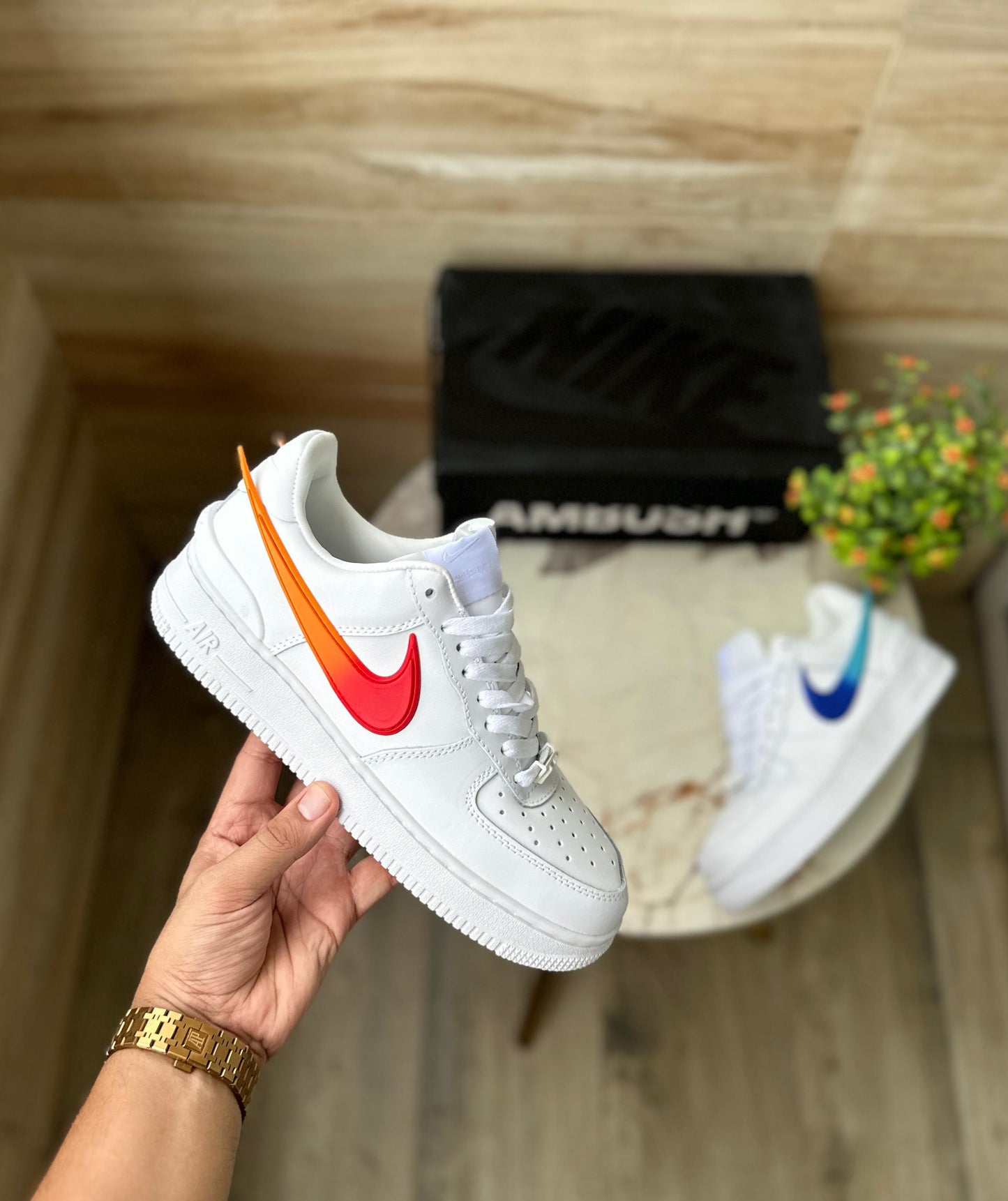 NIKE AIRFORCE AMBUSH WHITE BLUE ORANGE