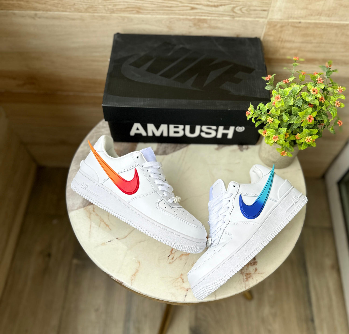 NIKE AIRFORCE AMBUSH WHITE BLUE ORANGE