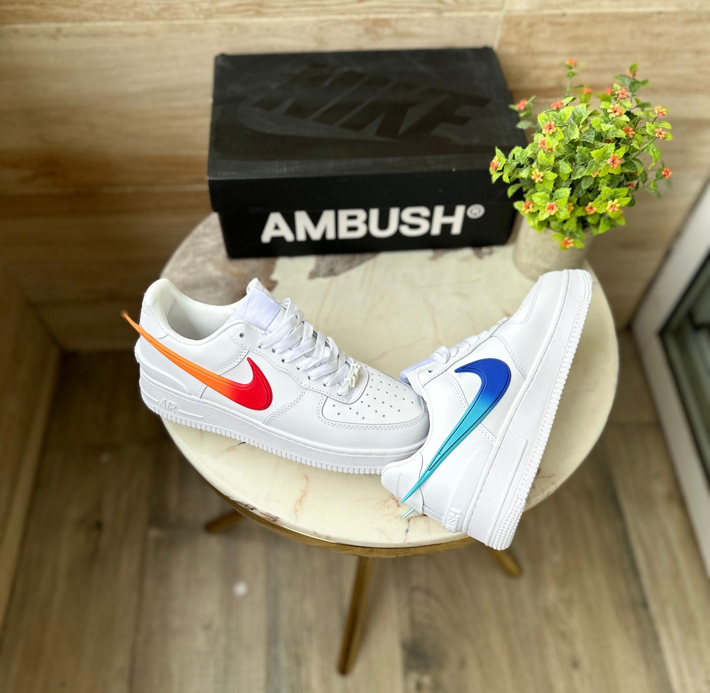 NIKE AIRFORCE AMBUSH WHITE BLUE ORANGE