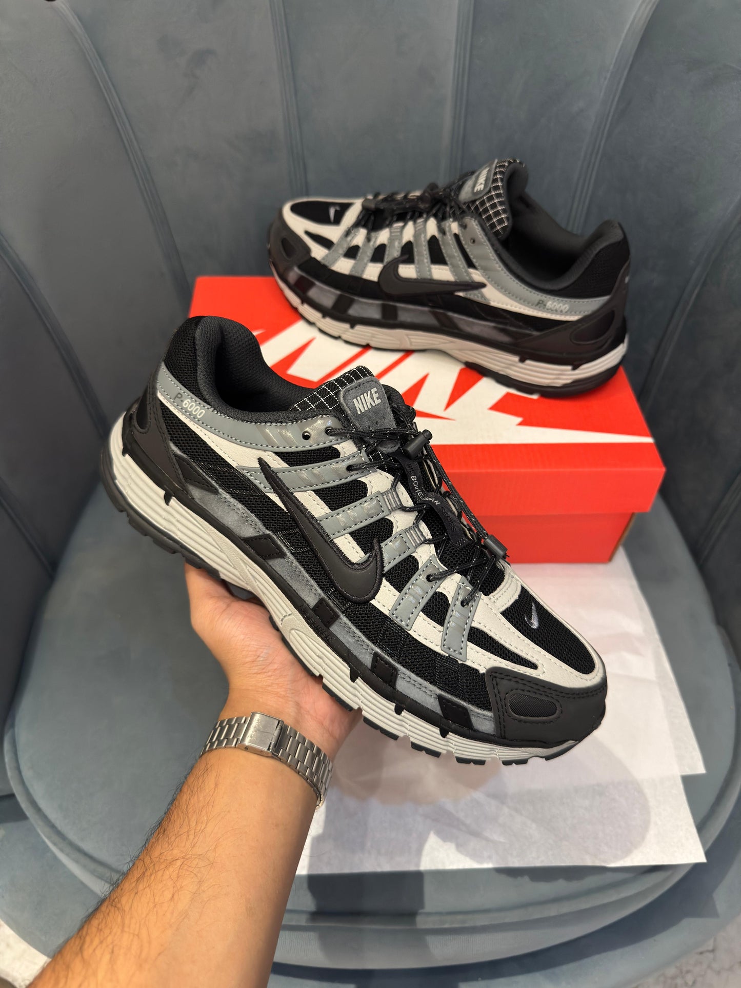 NIKE P-6000 TRAINER GREY BLACK