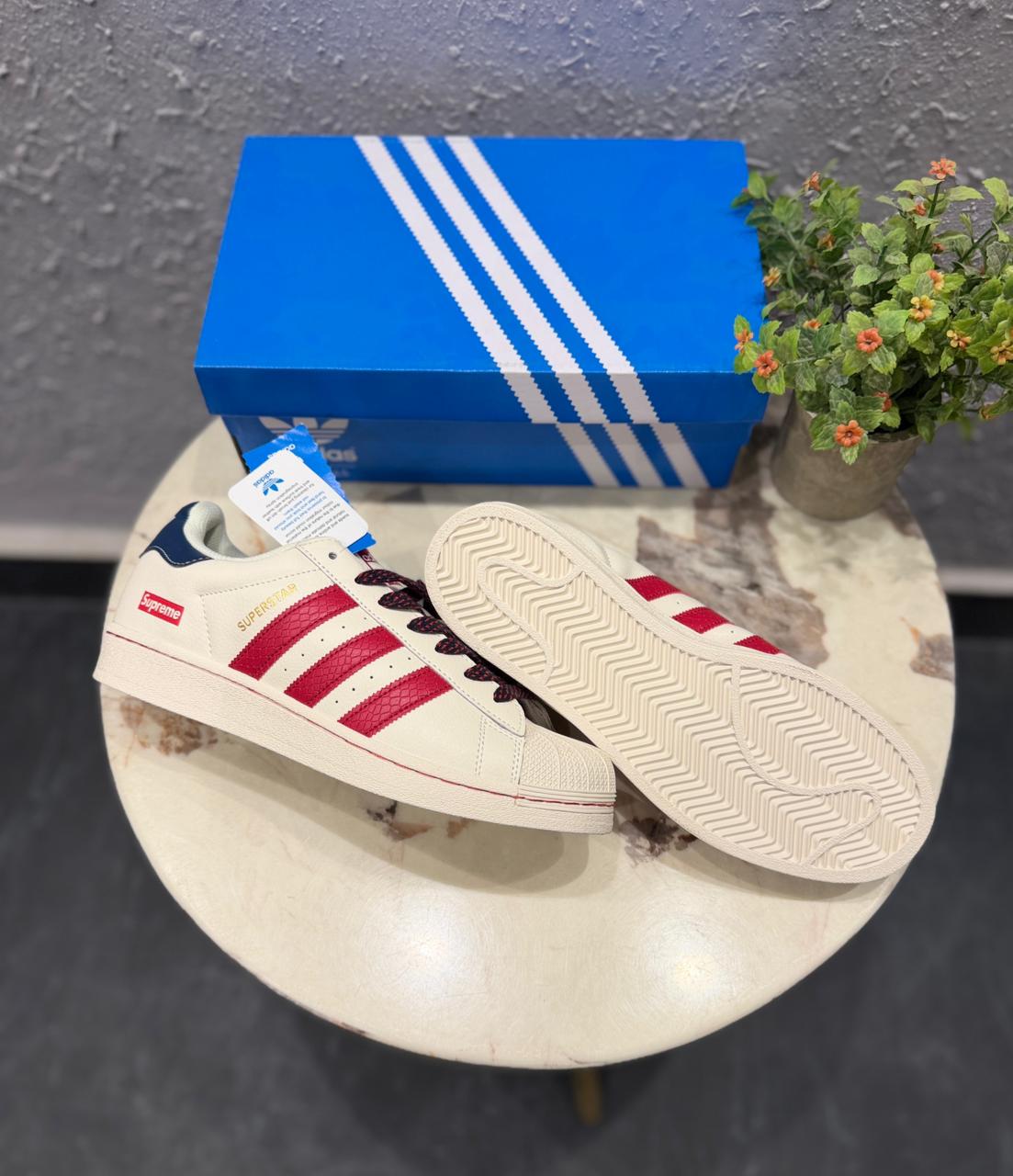 ADIDAS ORIGINAL SUPERSTAR WHITE RED SUPREME