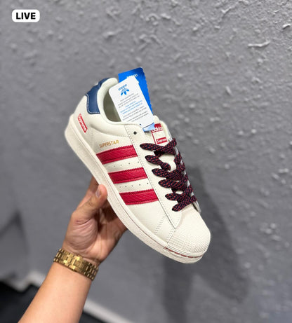ADIDAS ORIGINAL SUPERSTAR WHITE RED SUPREME