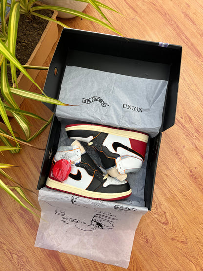 NIKE AIR JORDAN 1 X UNION LA STORM BLACK TOE RED WHITE SEMI UA